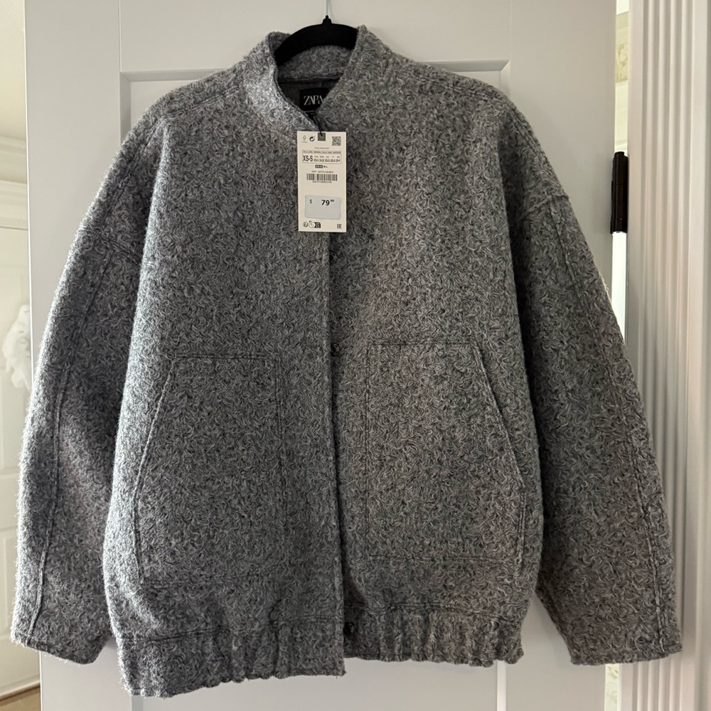 NWT Grey Wool Bomber Jacket - XS/S